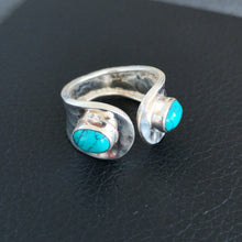 Charger l&#39;image dans la galerie, Bague indienne en argent turquoise Kareena
