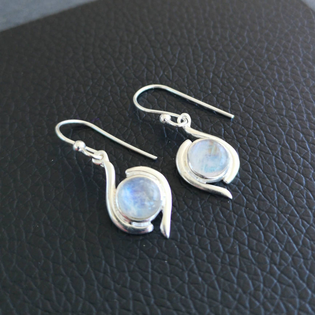 Boucles d'oreilles indienne argent pierres de lune Dia