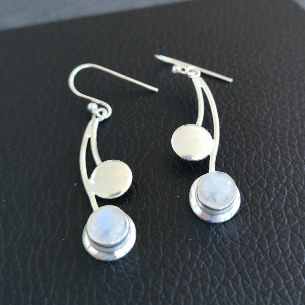 Boucles d'oreilles indienne argent pierres de lune Om