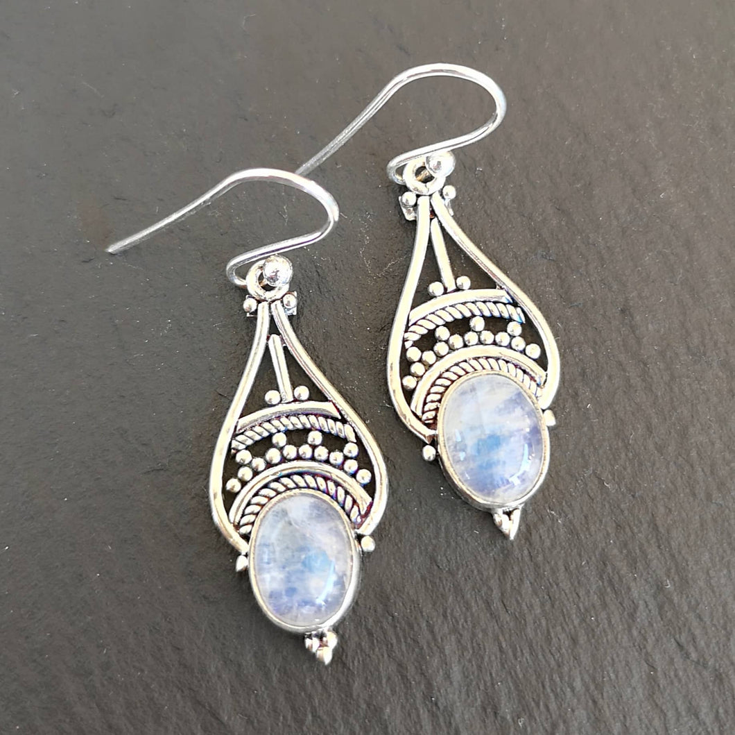 Boucles d'oreilles argent pierres de lune Prerna