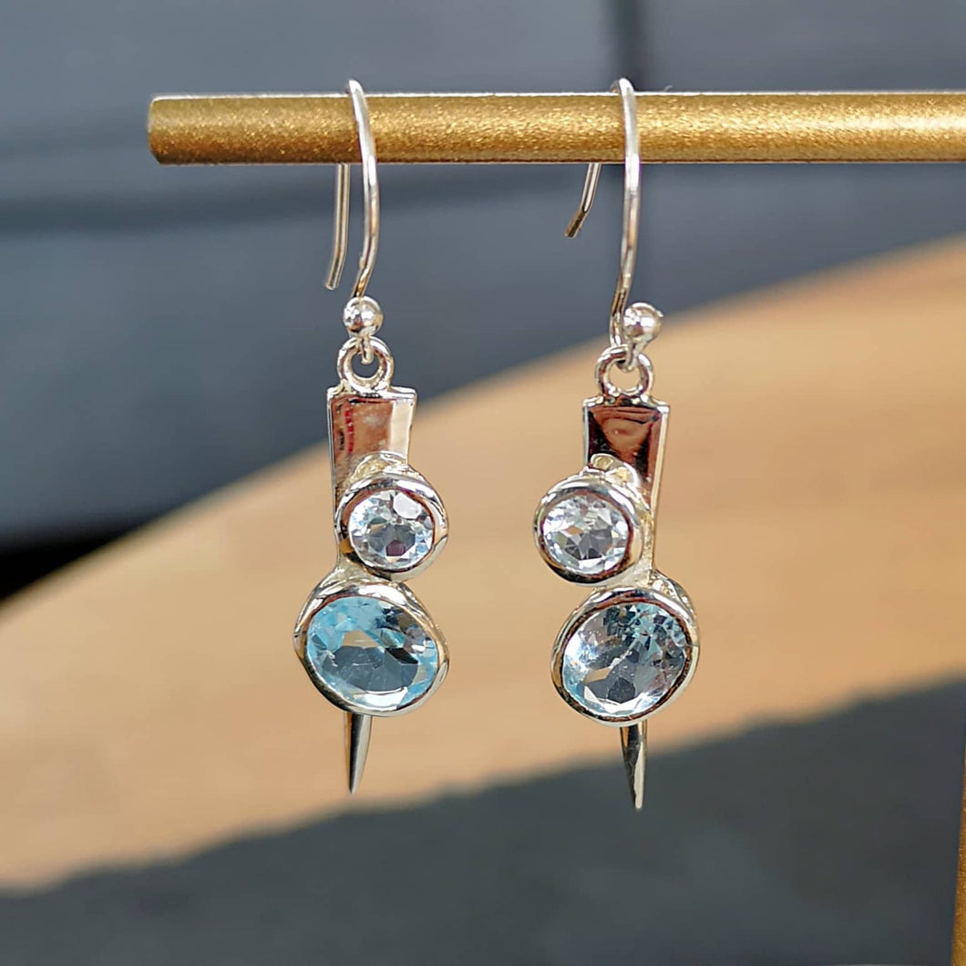 Boucles d'oreilles en pierre topaze bleue