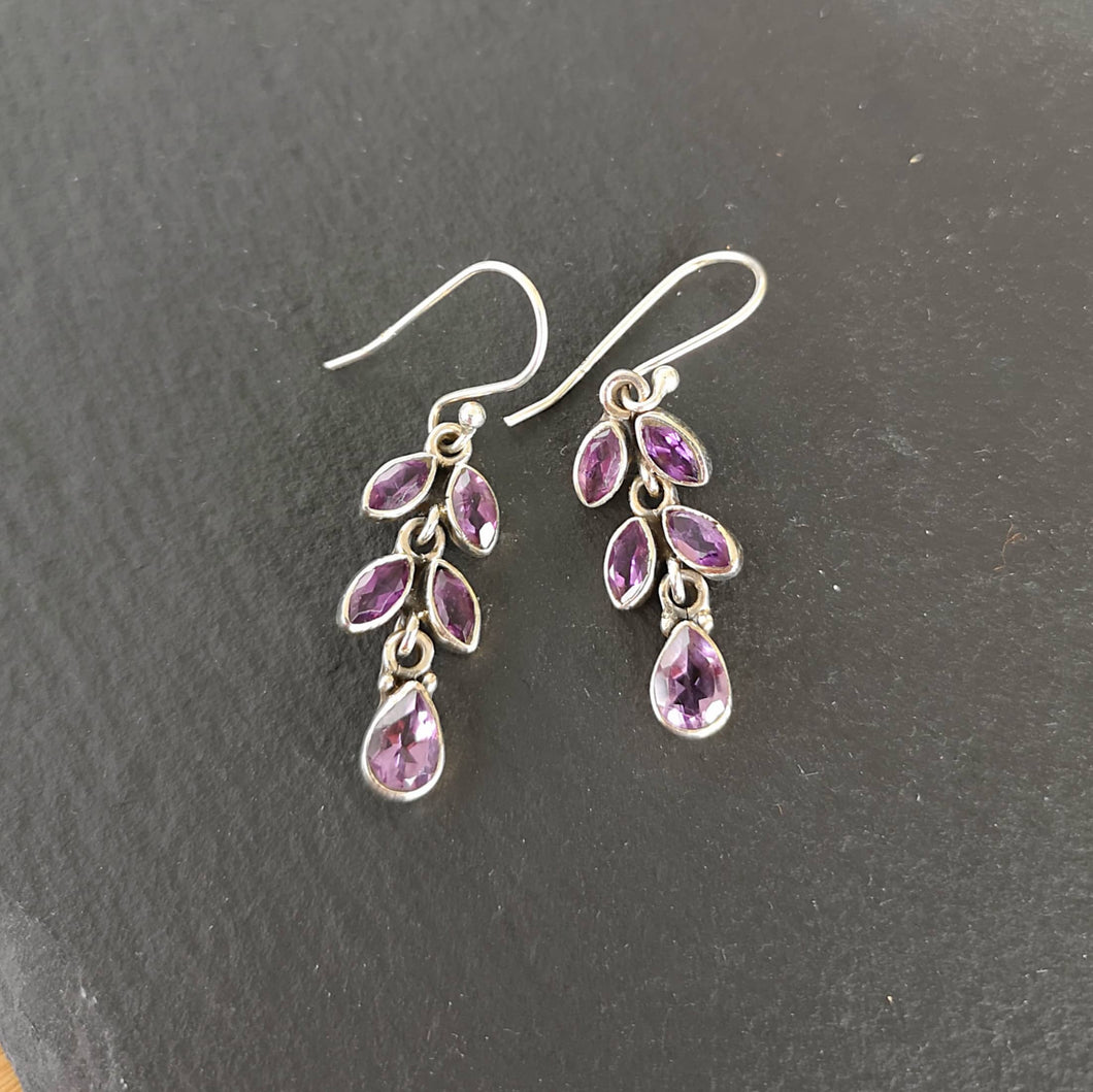 Boucles d'oreilles argent 925 en pierre améthyste