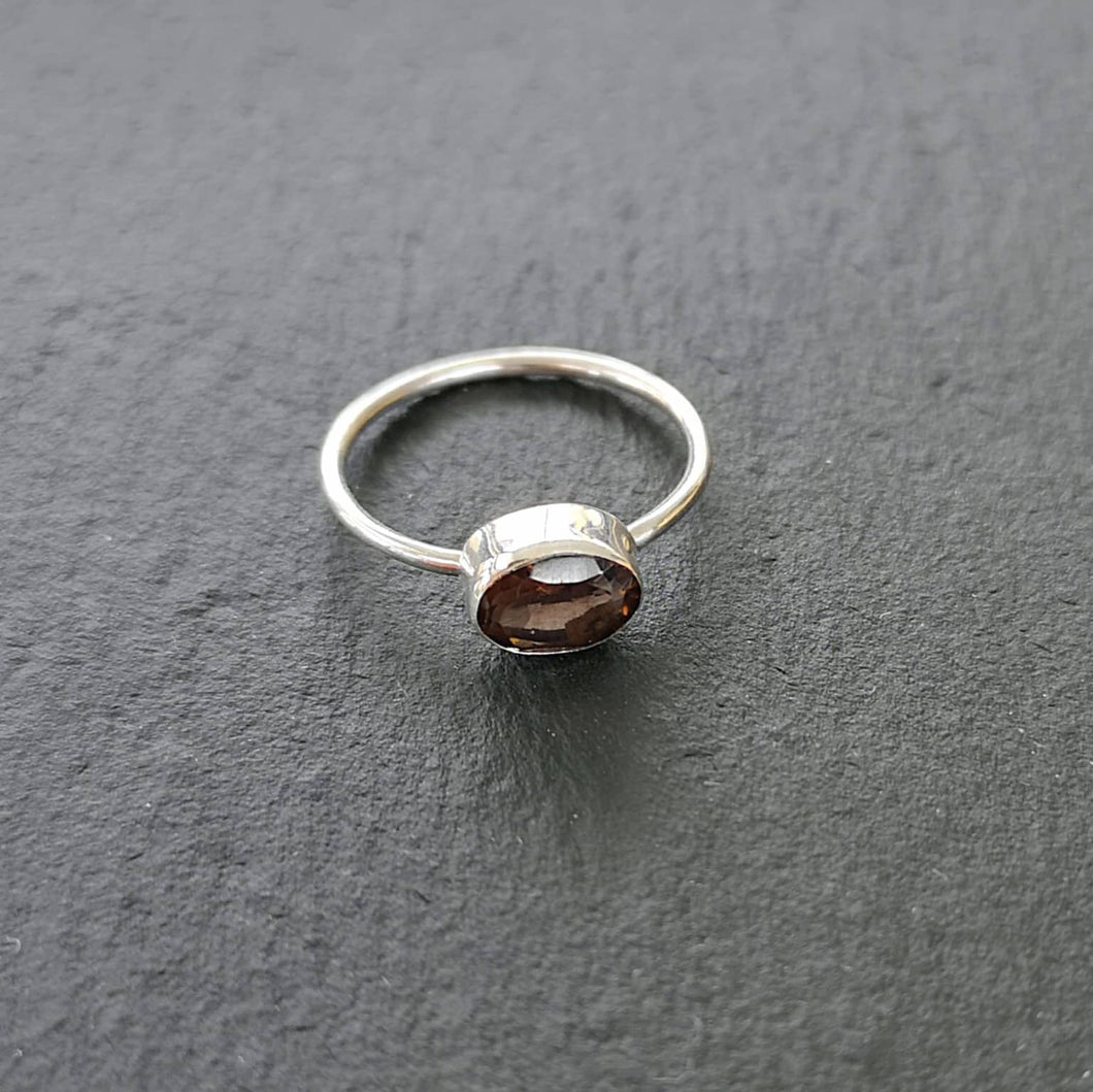 Bague en argent 925 quartz fumé