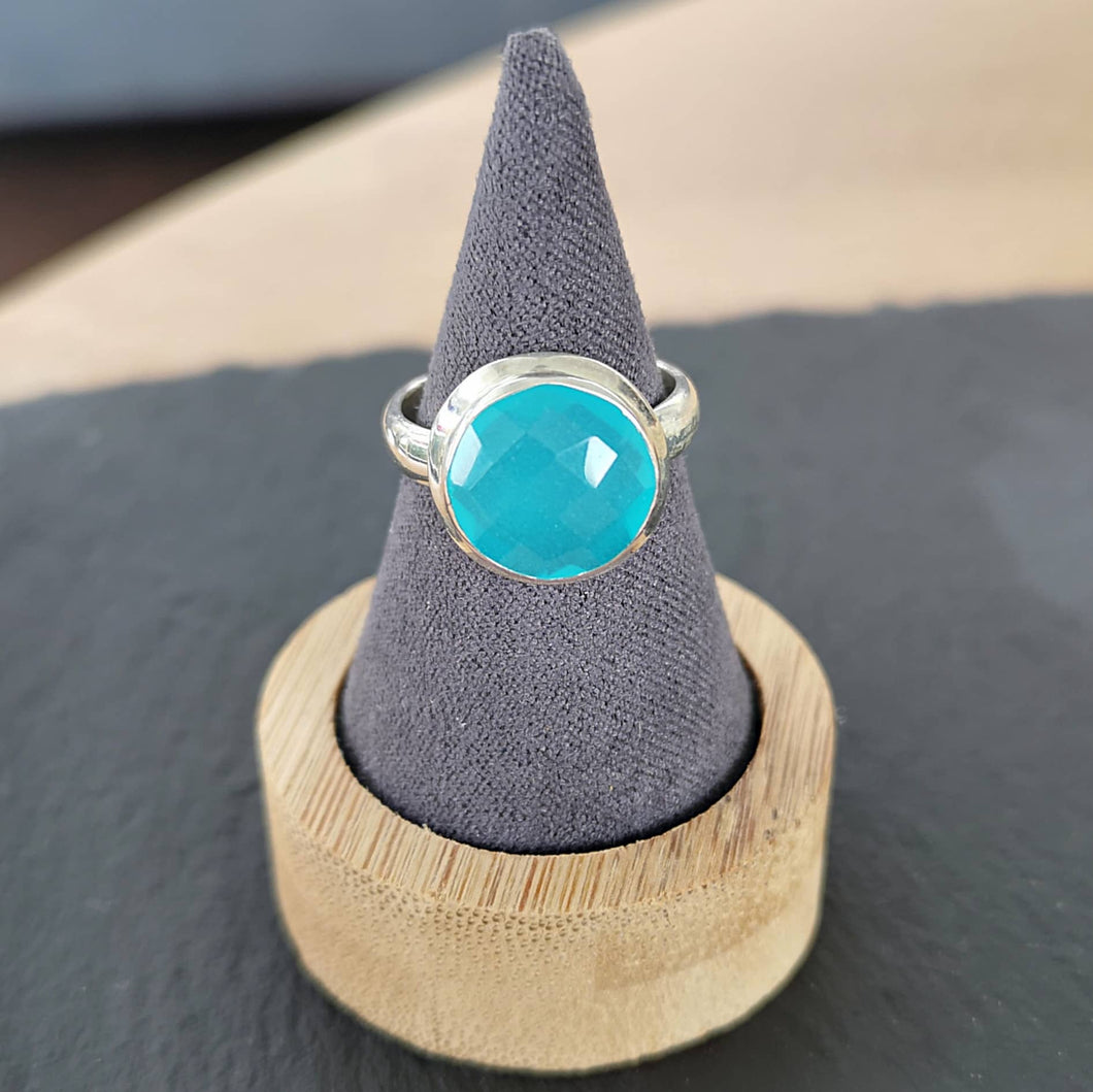 Bague en argent pierre calcédoine