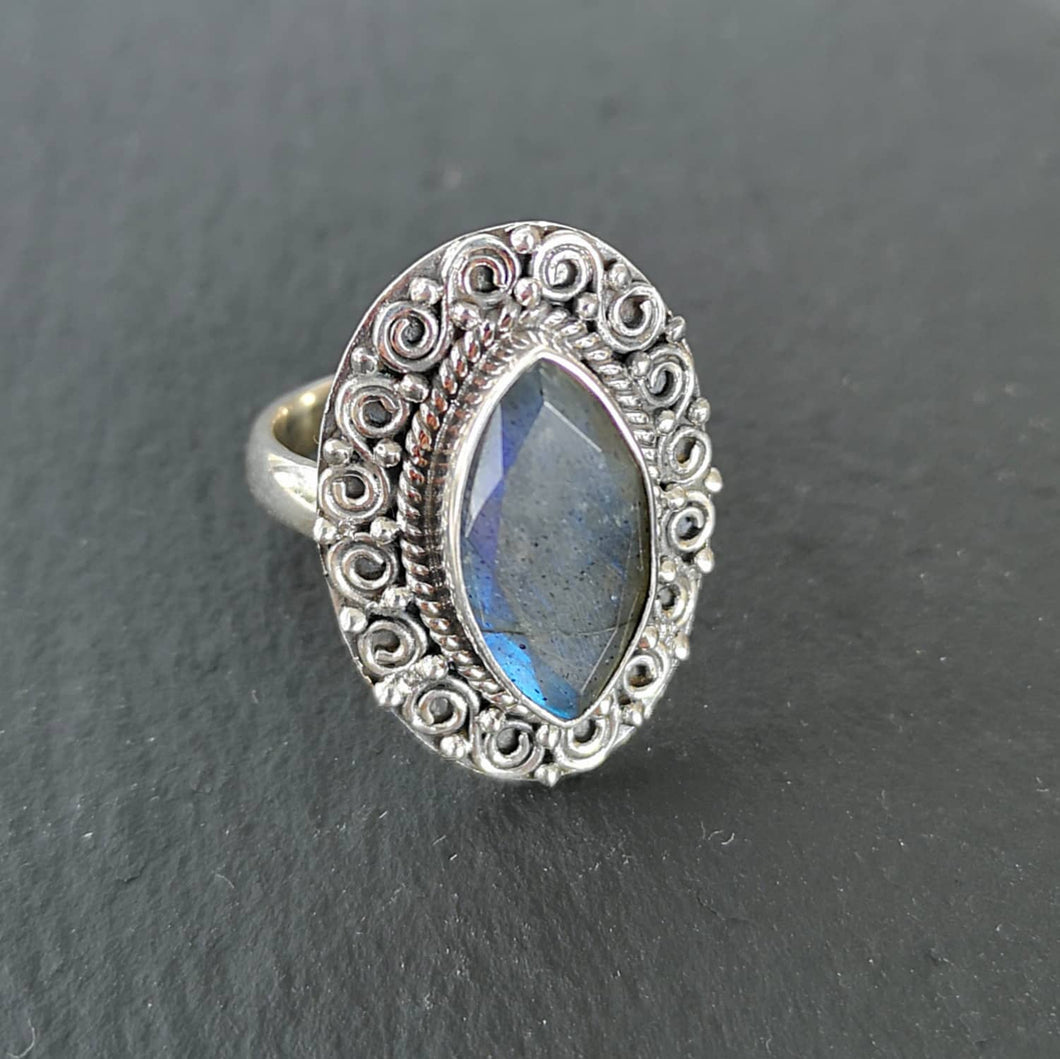 Bague indienne en argent labradorite Jaipur