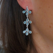 Charger l&#39;image dans la galerie, Boucles d&#39;oreilles en argent pierre calcédoine bleue
