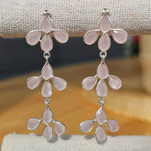 Charger l&#39;image dans la galerie, Boucles d&#39;oreilles argent quartz rose Jia
