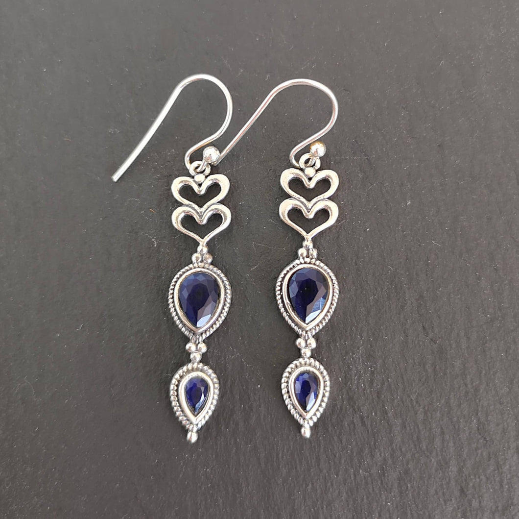 Boucles d'oreilles argent 925 en pierre kyanite