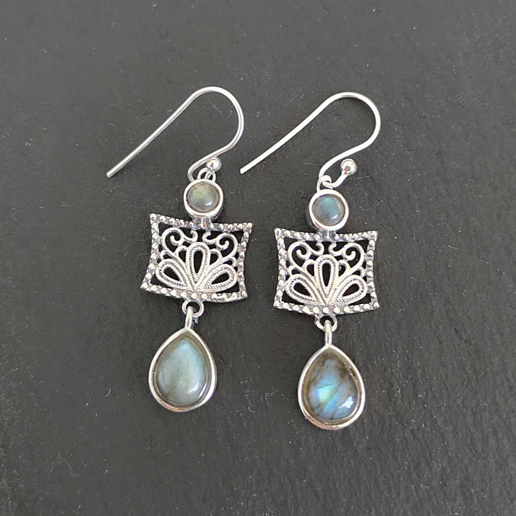 Boucles d'oreilles en argent pierre labradorite