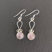 Charger l&#39;image dans la galerie, Boucles d&#39;oreilles argent quartz rose Jyothi
