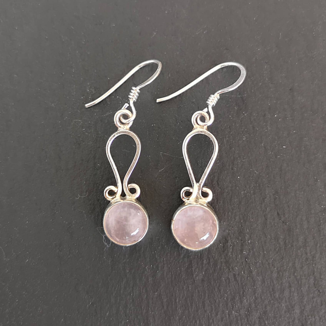 Boucles d'oreilles argent quartz rose Jyothi