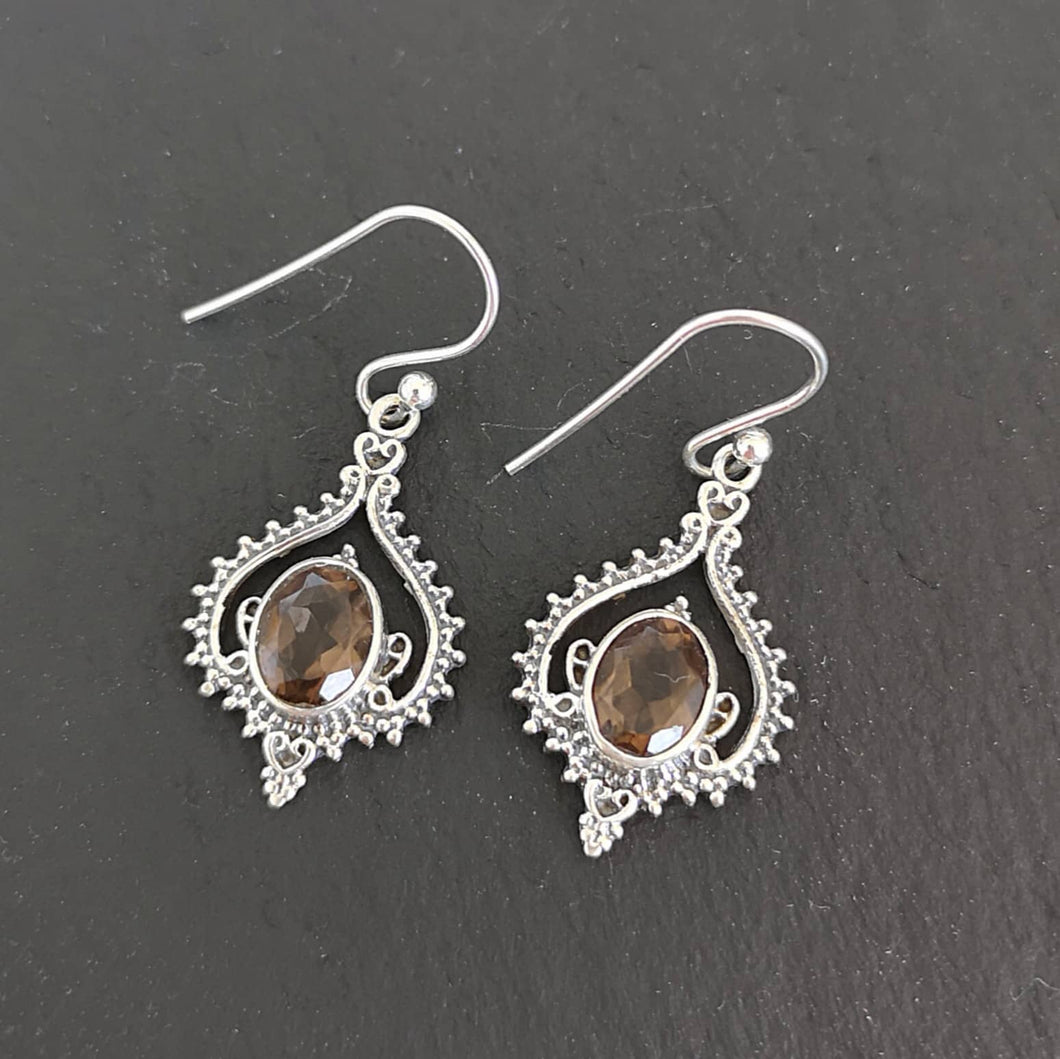 Boucles d'oreilles en pierre quartz brun