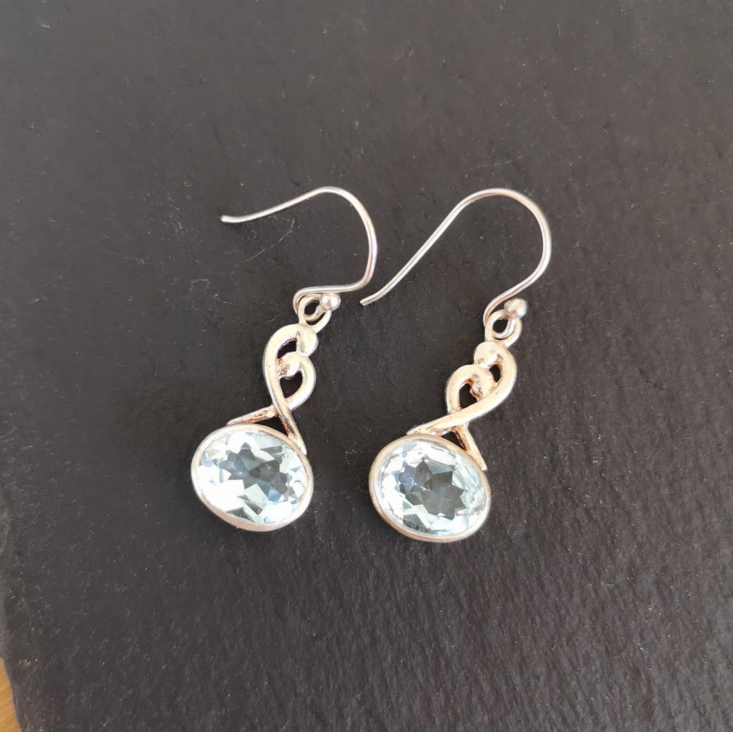 Boucles d'oreilles en argent pierres topazes bleues Jaipur