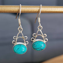 Charger l&#39;image dans la galerie, Boucles d&#39;oreilles en argent avec pierres turquoises
