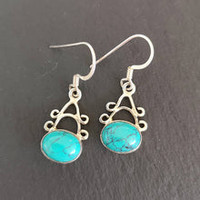 Charger l&#39;image dans la galerie, Boucles d&#39;oreilles en argent avec pierres turquoises
