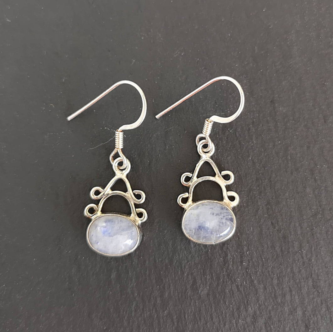 Boucles d'oreilles argent pierre de lune Jaipur